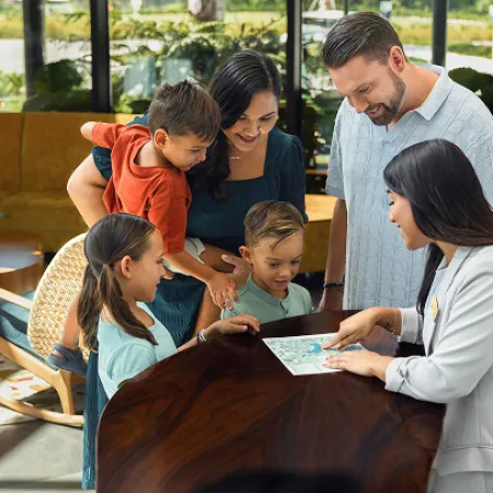Family at the desk