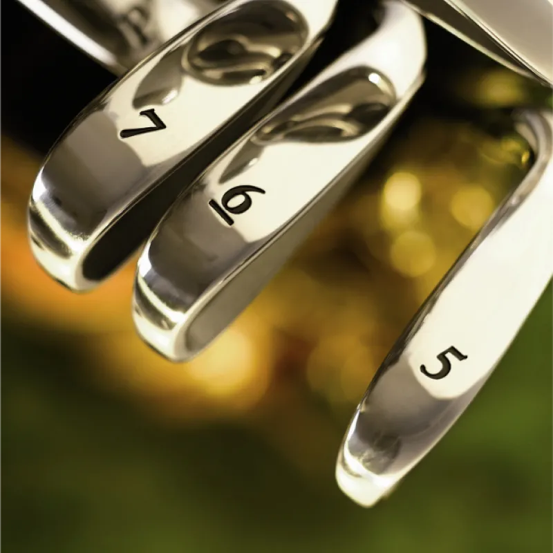 Golf Clubs Close up shot of golf clubs with labels 7, 6, 5