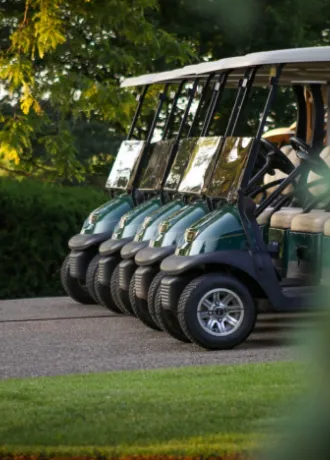 Golf Carts Golf Carts Parked in a row on cart path ready for guest use