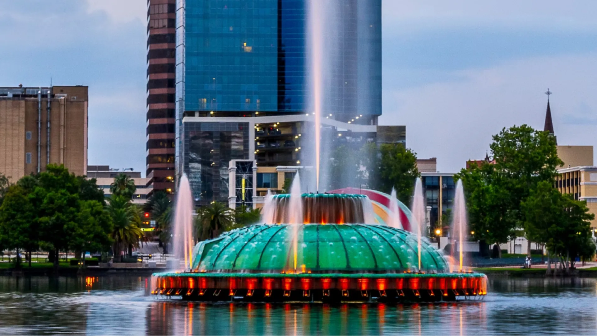 Downtown Orlando Lake Eola Fountain Downtown Orlando Lake Eola Fountain at Dusk